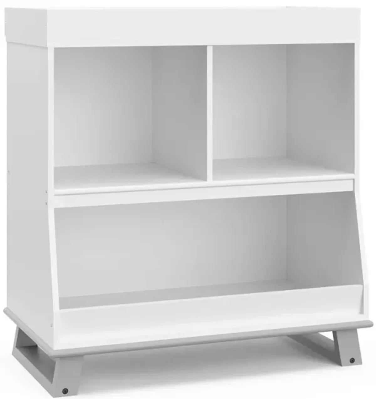 Storkcraft Modern Changing Table with Storage and Removable Topper in White/Pebble Gray by Bellanest