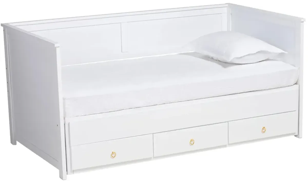 Thomas Daybed with Storage Drawers in White/Gold by Wholesale Interiors