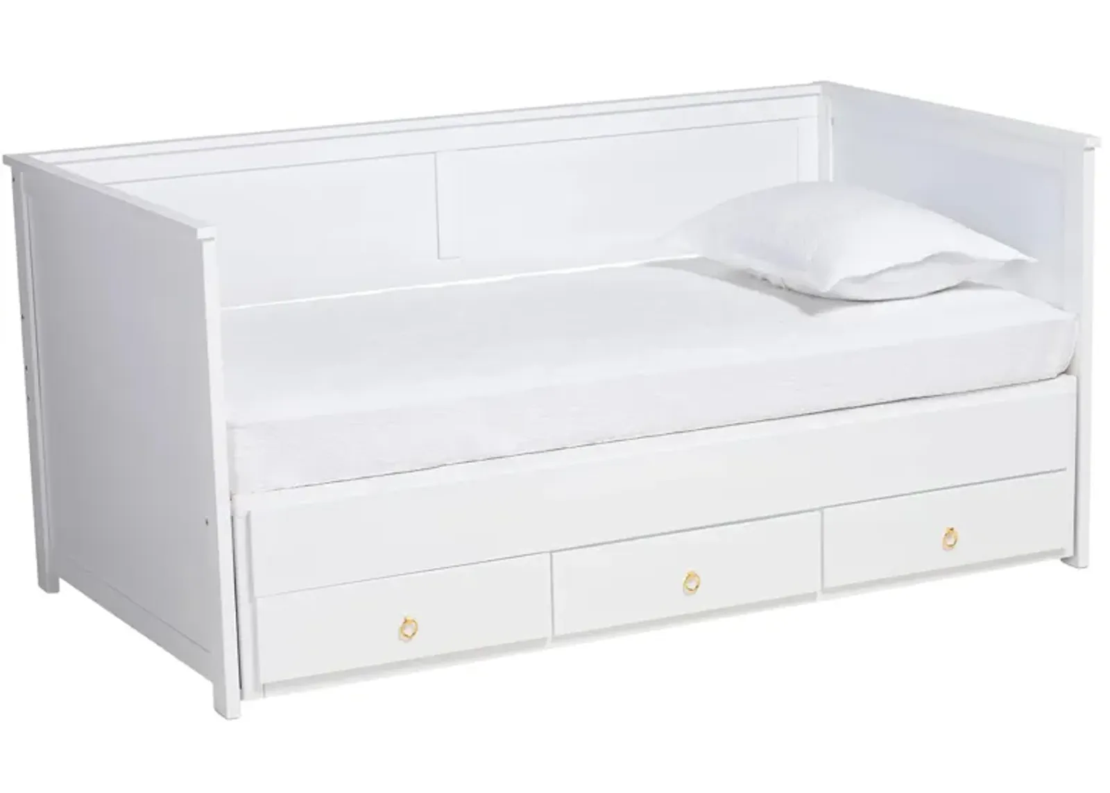 Thomas Daybed with Storage Drawers in White/Gold by Wholesale Interiors