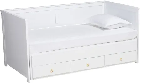 Thomas Daybed with Storage Drawers in White/Gold by Wholesale Interiors