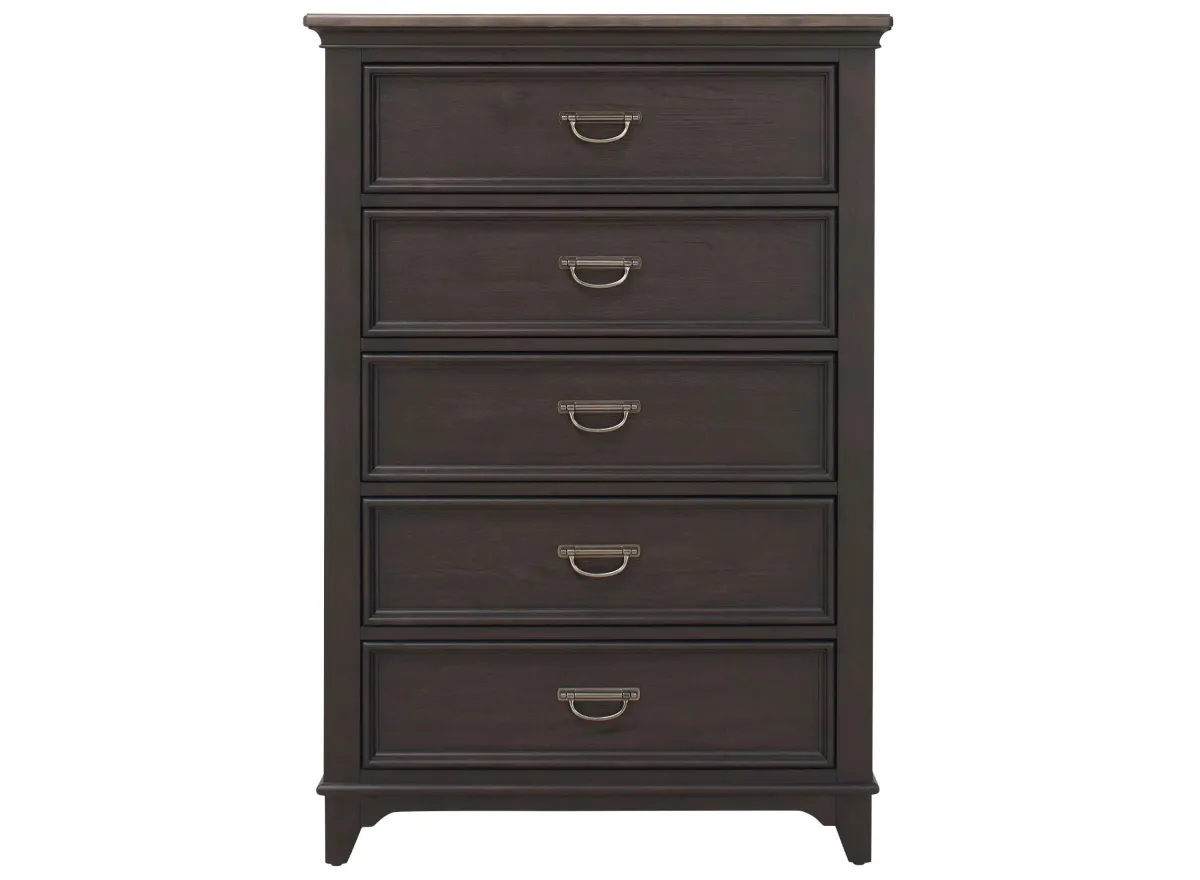 Dakota Chest in Wirebrushed Black w/ Ember Gray Tops by Liberty Furniture