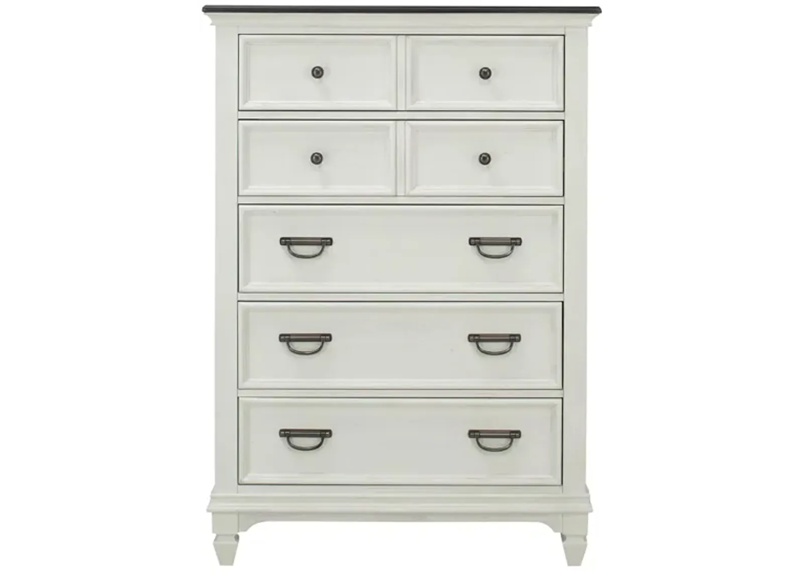 Shelby Chest in Wirebrushed White with Charcoal Tops by Liberty Furniture