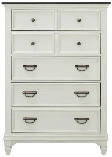 Shelby Chest in Wirebrushed White with Charcoal Tops by Liberty Furniture
