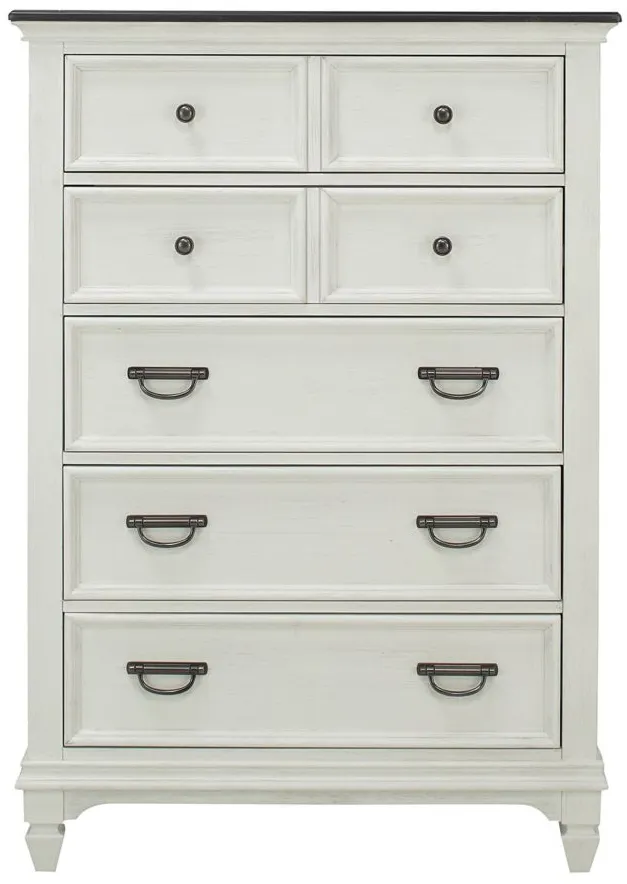 Shelby Chest in Wirebrushed White with Charcoal Tops by Liberty Furniture