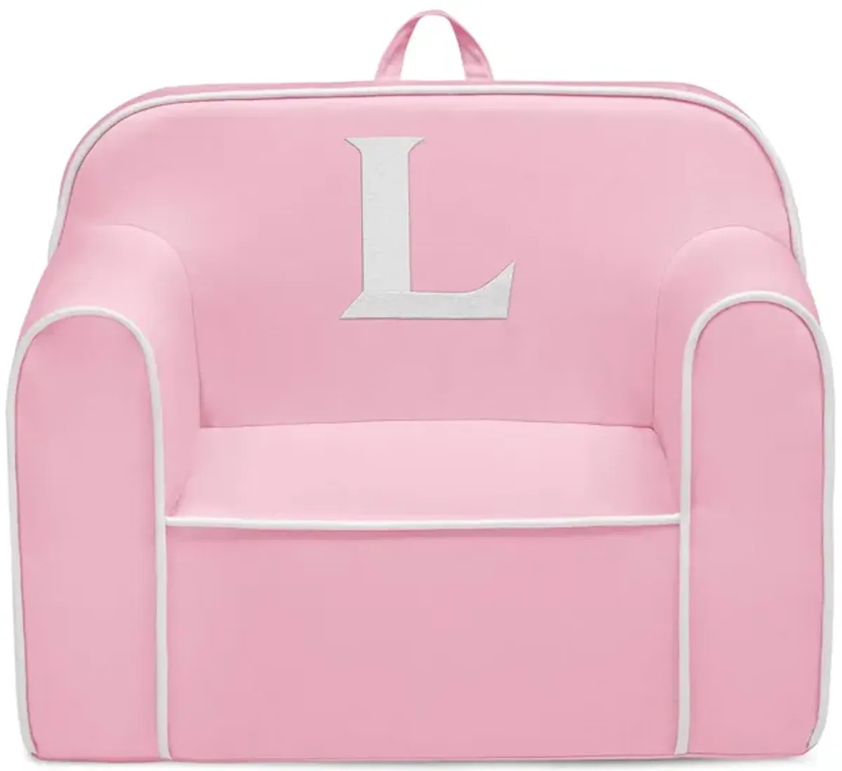 Cozee Monogrammed Chair Letter "L" in Pink/White by Delta Children