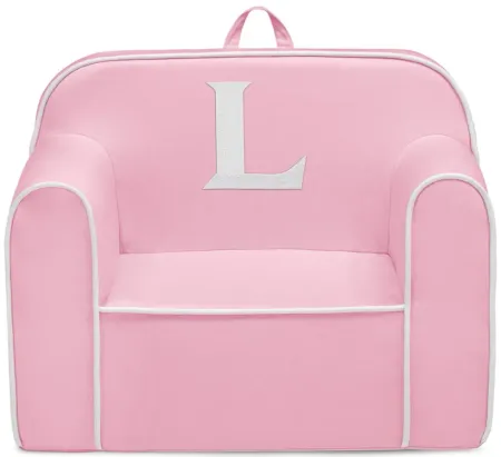 Cozee Monogrammed Chair Letter "L" in Pink/White by Delta Children