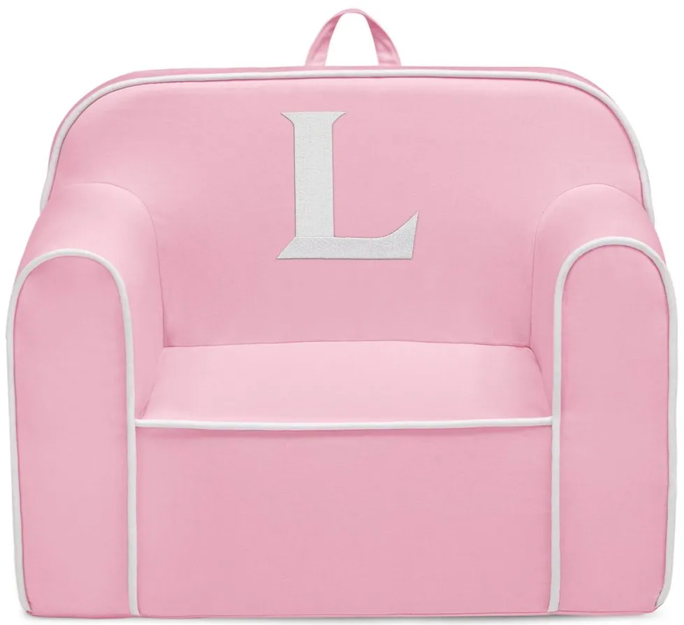 Cozee Monogrammed Chair Letter "L" in Pink/White by Delta Children