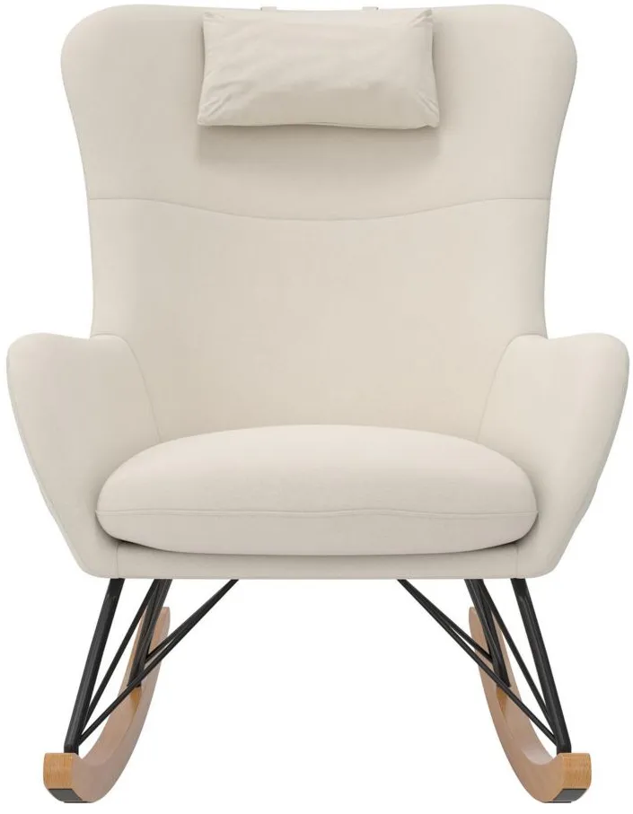 Robbie Rocker Accent Chair with Storage Pockets in Beige by DOREL HOME FURNISHINGS
