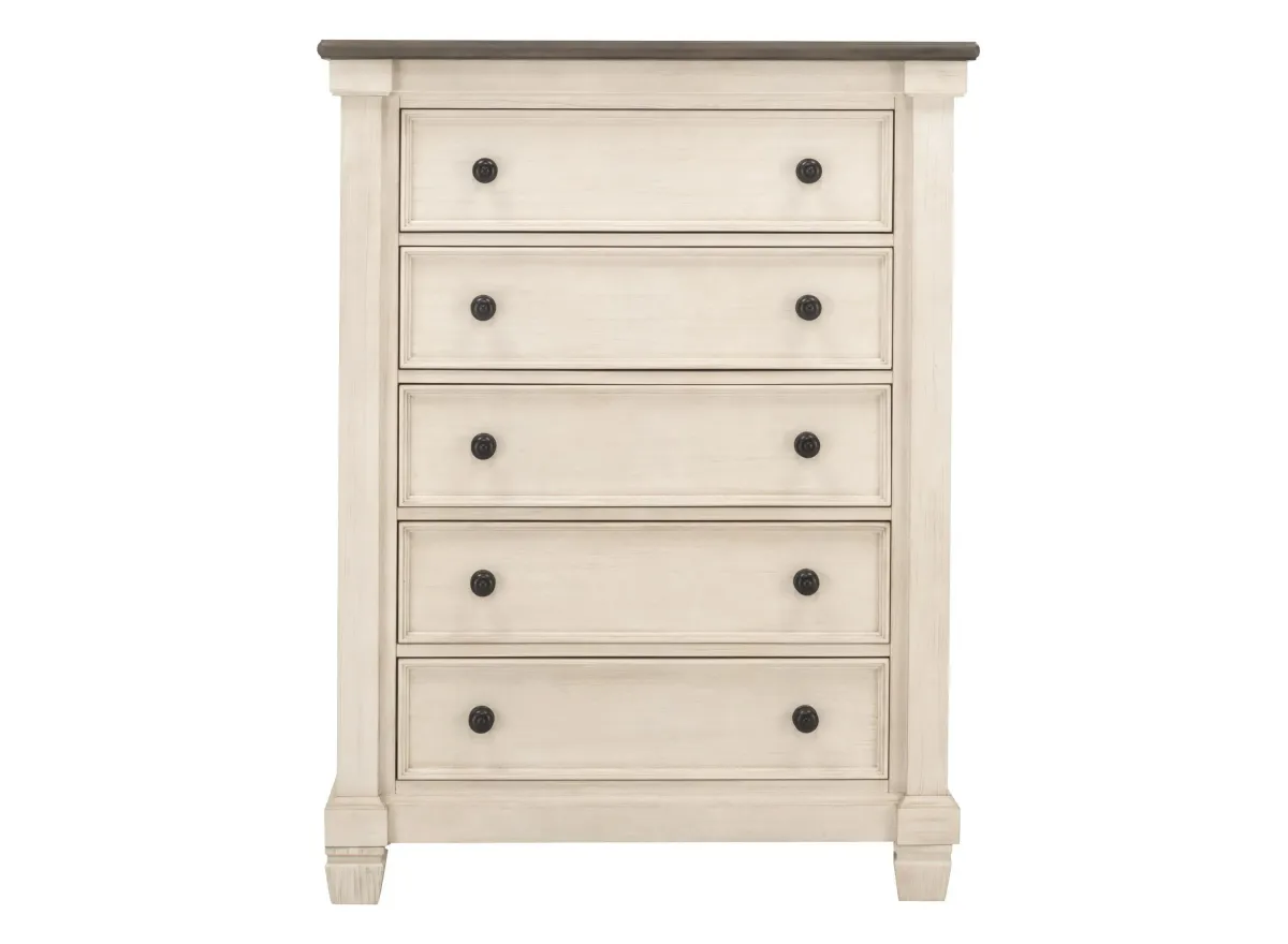 Andover Bedroom Chest in Antique White/Brown Gray by Bellanest