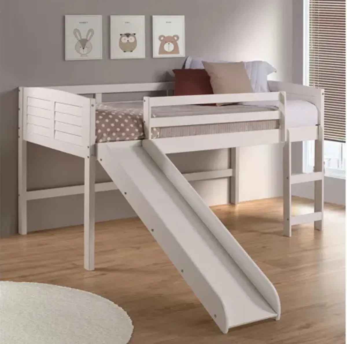 Donco Louver Low Loft Bed with Slide