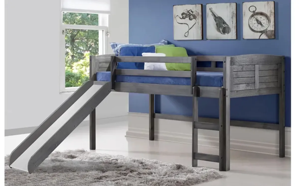 Donco Louver Low Loft Bed with Slide