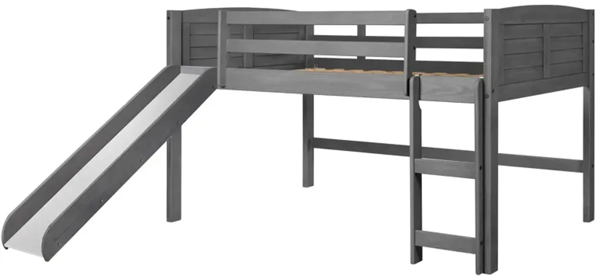 Donco Louver Low Loft Bed with Slide