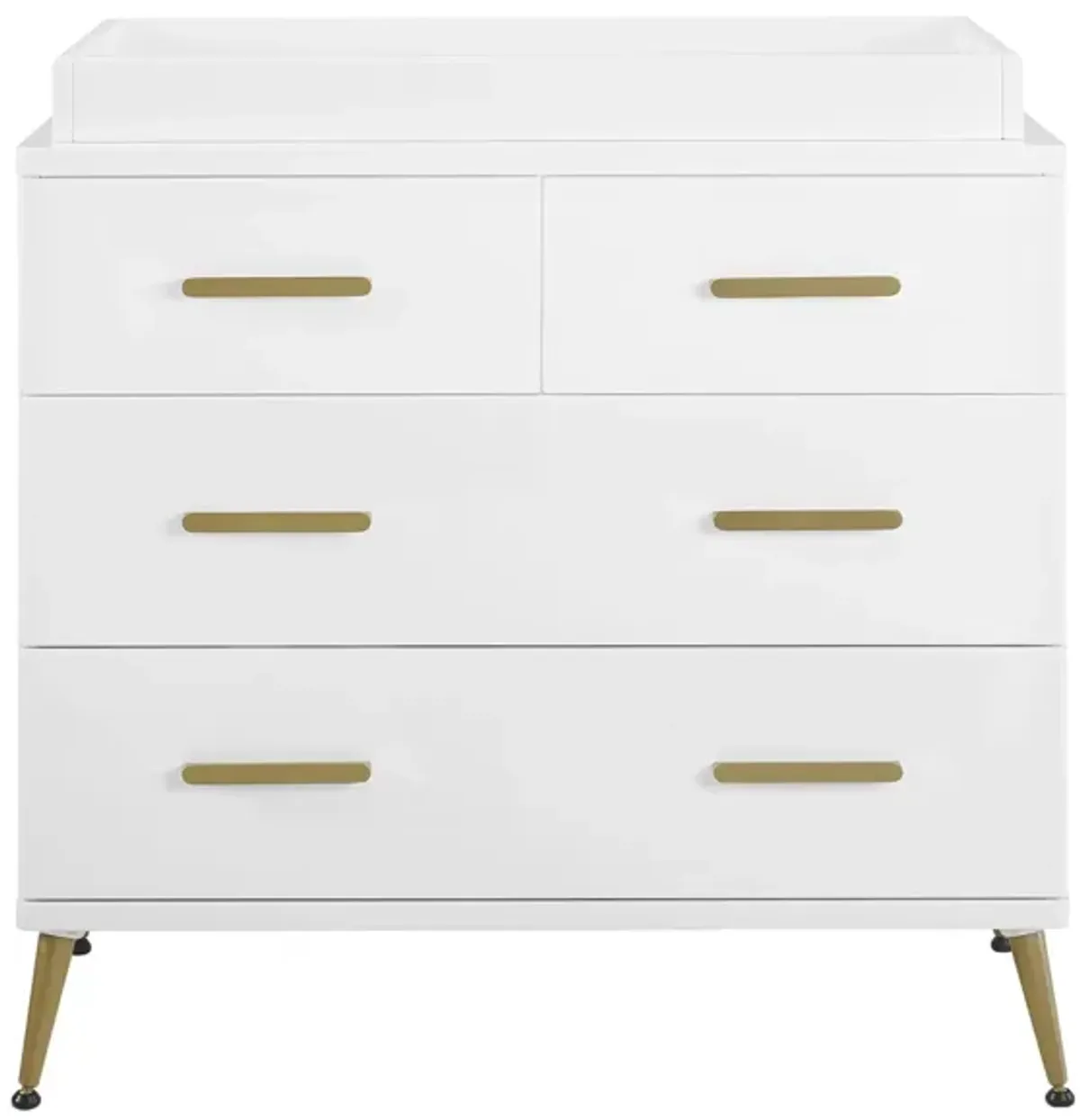 Sloane Nursery Dresser w/ Changing Top by Delta Children in Bianca White w/Melted Bronze by Delta Children