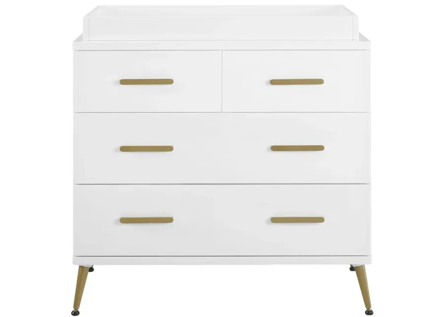 Sloane Nursery Dresser w/ Changing Top by Delta Children in Bianca White w/Melted Bronze by Delta Children