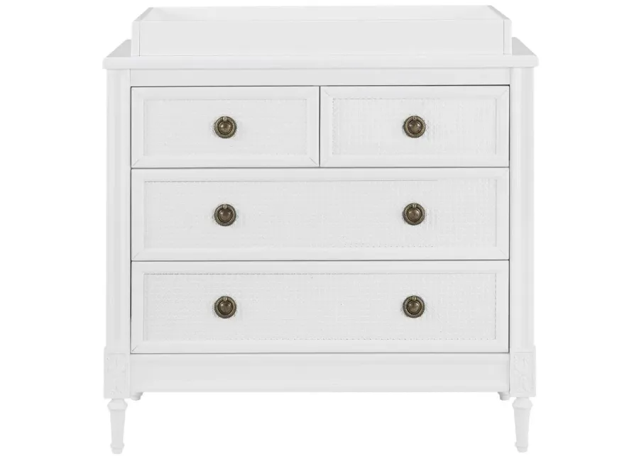 Madeline 4-Drawer Dresser with Changing Top by Delta Children in Bianca White by Delta Children