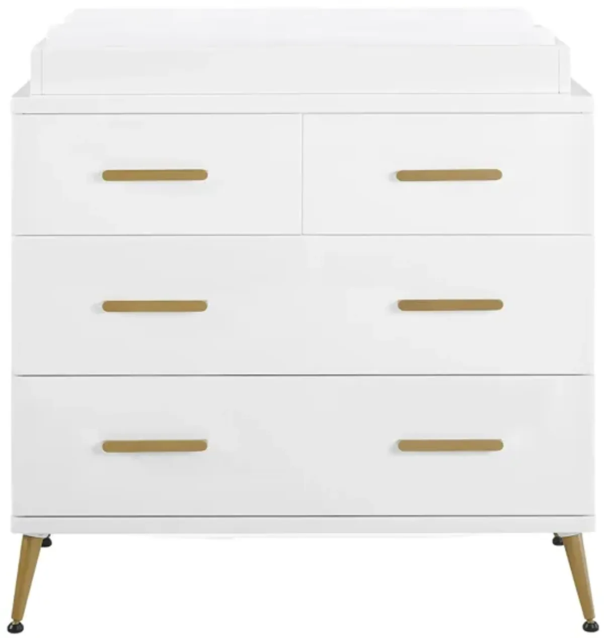 Sloane Dresser with Changing Top By Delta Children in Bianca White/Bronze by Delta Children