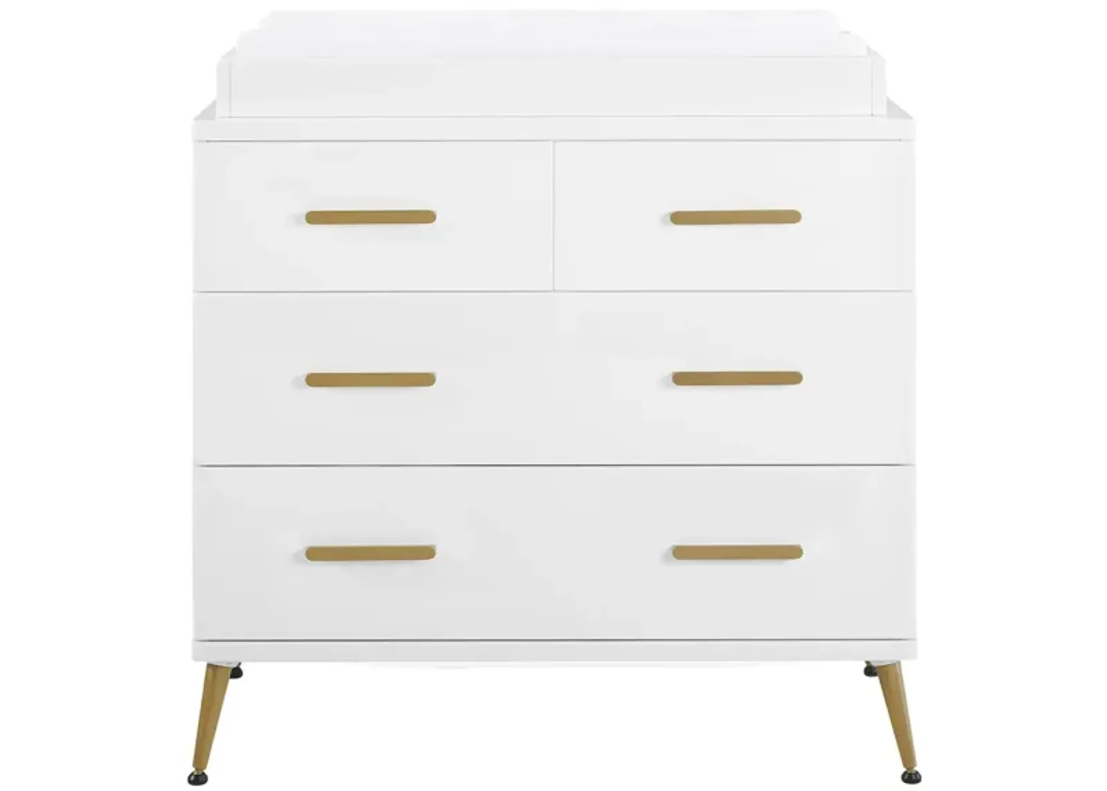 Sloane Dresser with Changing Top By Delta Children in Bianca White/Bronze by Delta Children