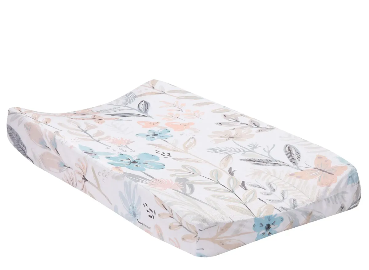 Baby Blooms Changing Pad Cover in White