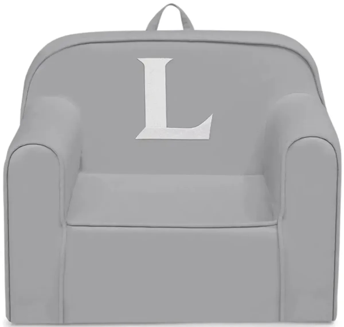 Cozee Monogrammed Chair Letter "L" in Light Gray by Delta Children