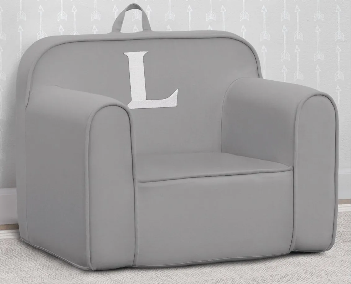 Cozee Monogrammed Chair Letter "L" in Light Gray by Delta Children