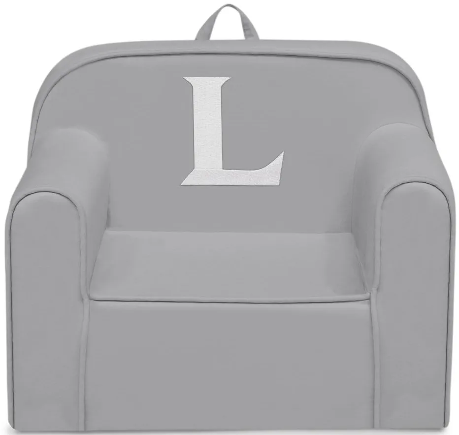 Cozee Monogrammed Chair Letter "L" in Light Gray by Delta Children