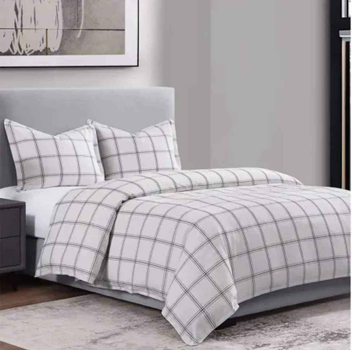 Windowpane Plaid 3-pc.Duvet Cover Set