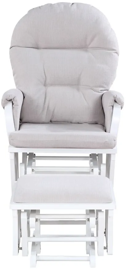 Madison Glider & Ottoman in White Wood / Woven Gray Fabric by Heritage Baby