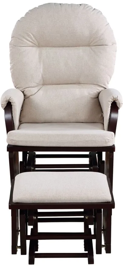 Madison Glider & Ottoman in Espresso Wood / Latte Fabric by Heritage Baby