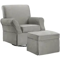 Baby Relax Kelyan Swivel Glider Chair & Ottoman Set in Gray by DOREL HOME FURNISHINGS