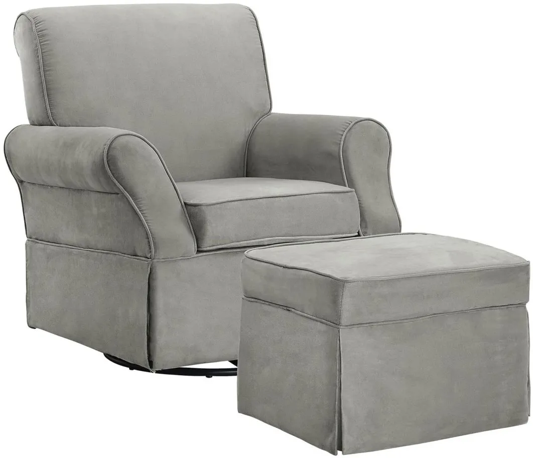 Baby Relax Kelyan Swivel Glider Chair & Ottoman Set in Gray by DOREL HOME FURNISHINGS