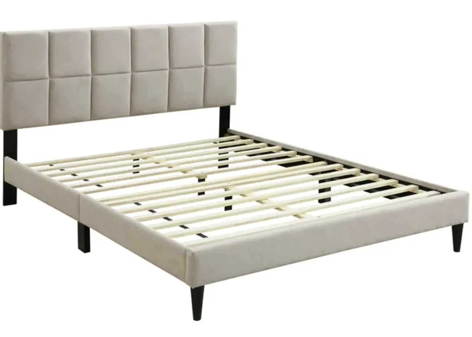 Evelyn Upholstered Bed w/ USB in Off White by Bernards Furniture Group