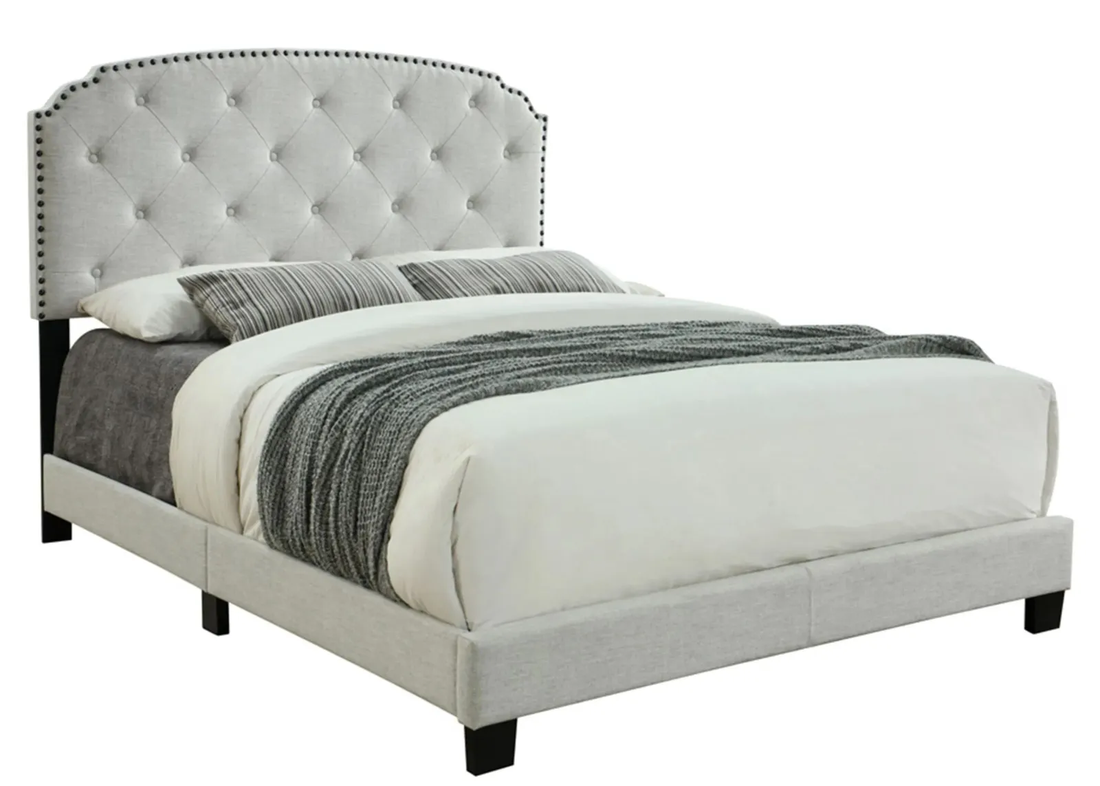 Olivia Upholstered Bed in Off White by Bernards Furniture Group