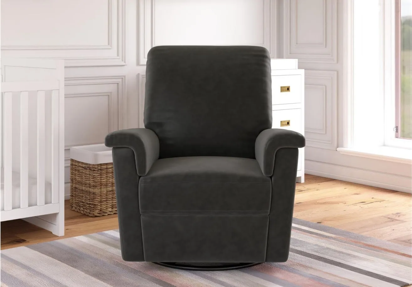 Terrin Gliding Swivel Recliner Chair in Distressed Charcoal Black by DOREL HOME FURNISHINGS