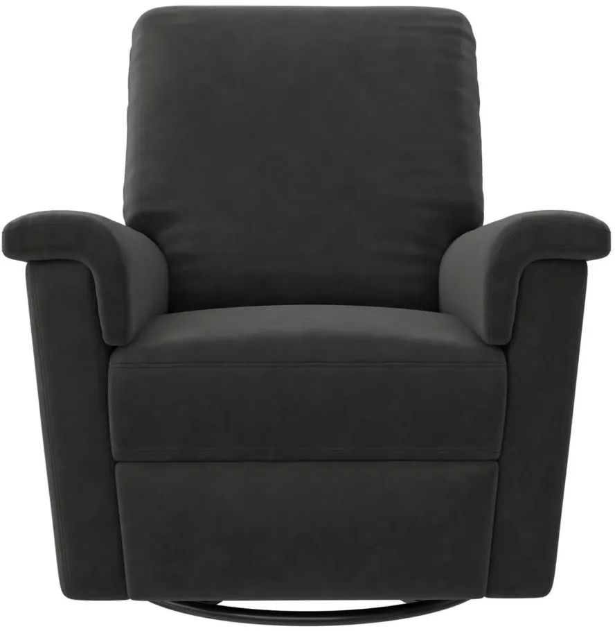 Terrin Gliding Swivel Recliner Chair in Distressed Charcoal Black by DOREL HOME FURNISHINGS