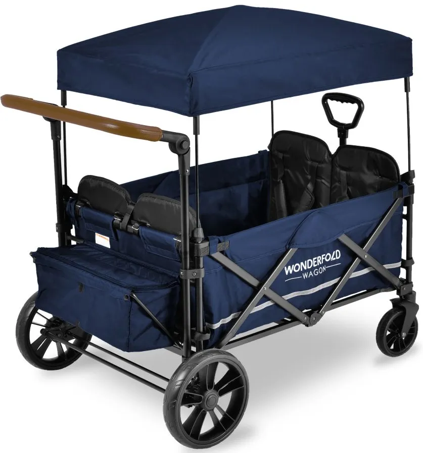 Push and Pull Quad Stroller Wagon in Sapphire Navy by Wonderfold