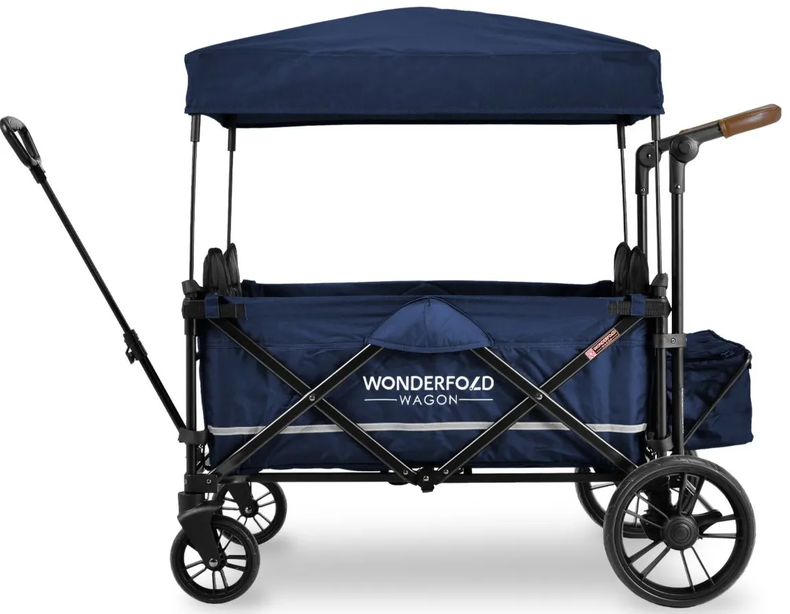 Push and Pull Quad Stroller Wagon in Sapphire Navy by Wonderfold