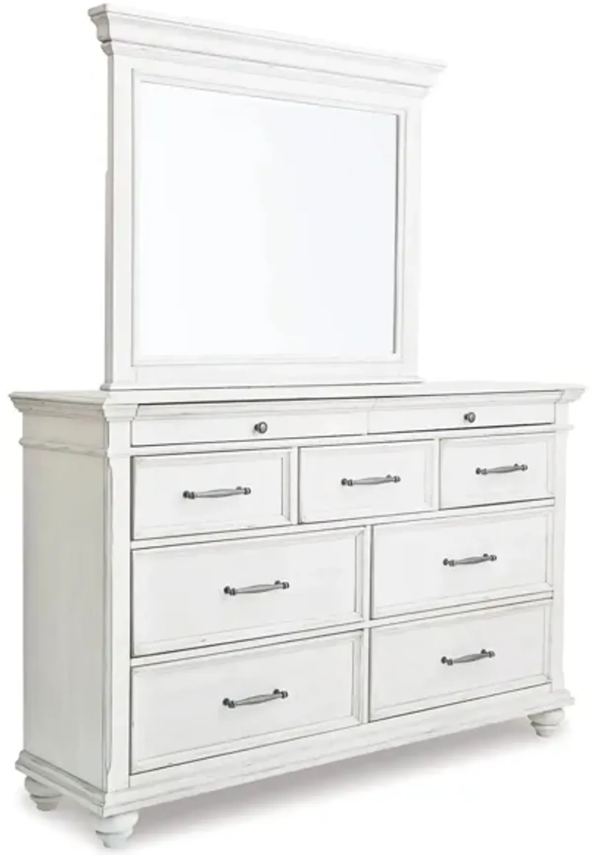 Kanwyn Dresser and Mirror in Whitewash by Ashley Furniture