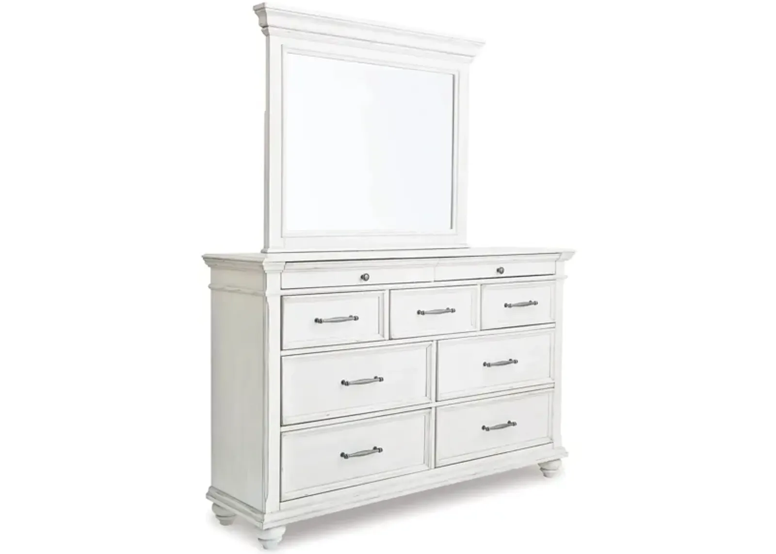 Kanwyn Dresser and Mirror in Whitewash by Ashley Furniture