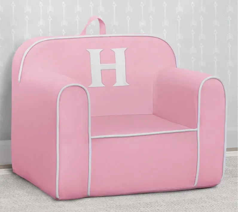 Cozee Monogrammed Chair Letter "H" in Pink/White by Delta Children