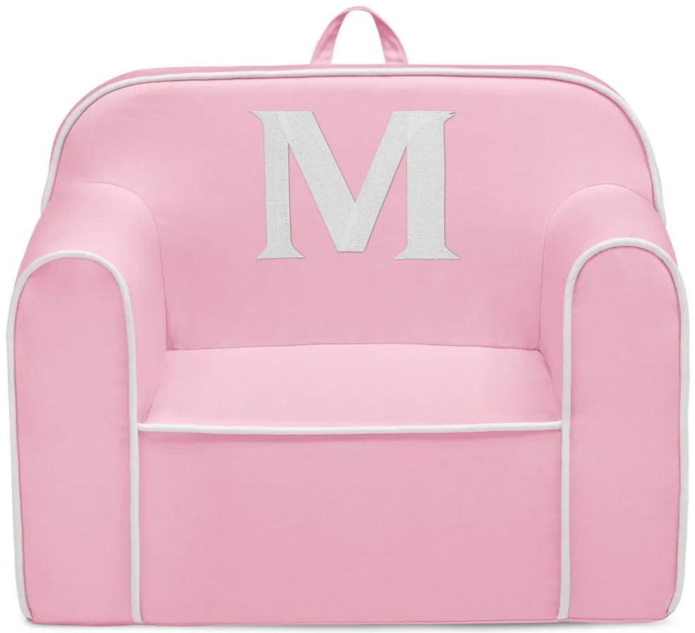 Cozee Monogrammed Chair Letter "M" in Pink/White by Delta Children