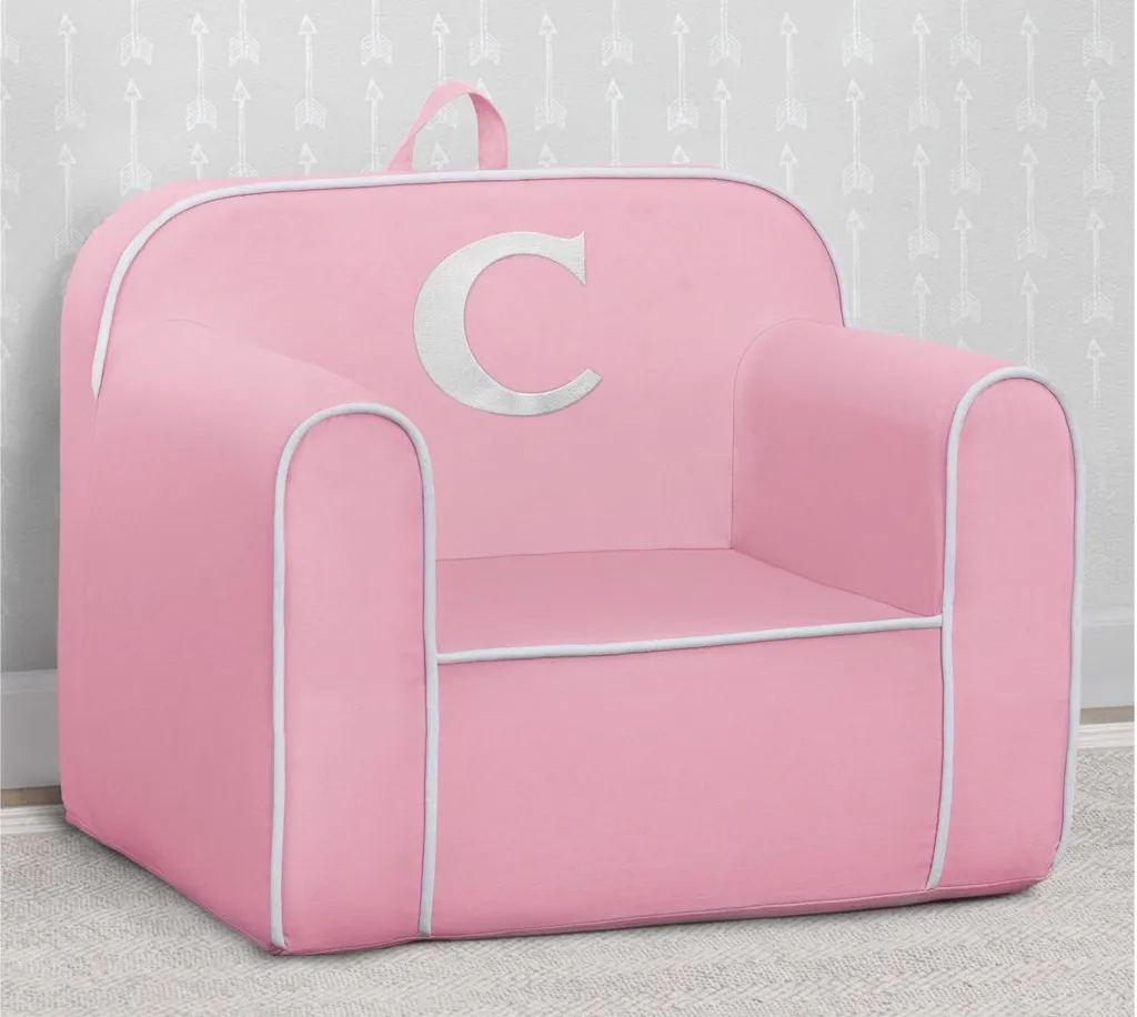 Cozee Monogrammed Chair Letter "C" in Pink/White by Delta Children