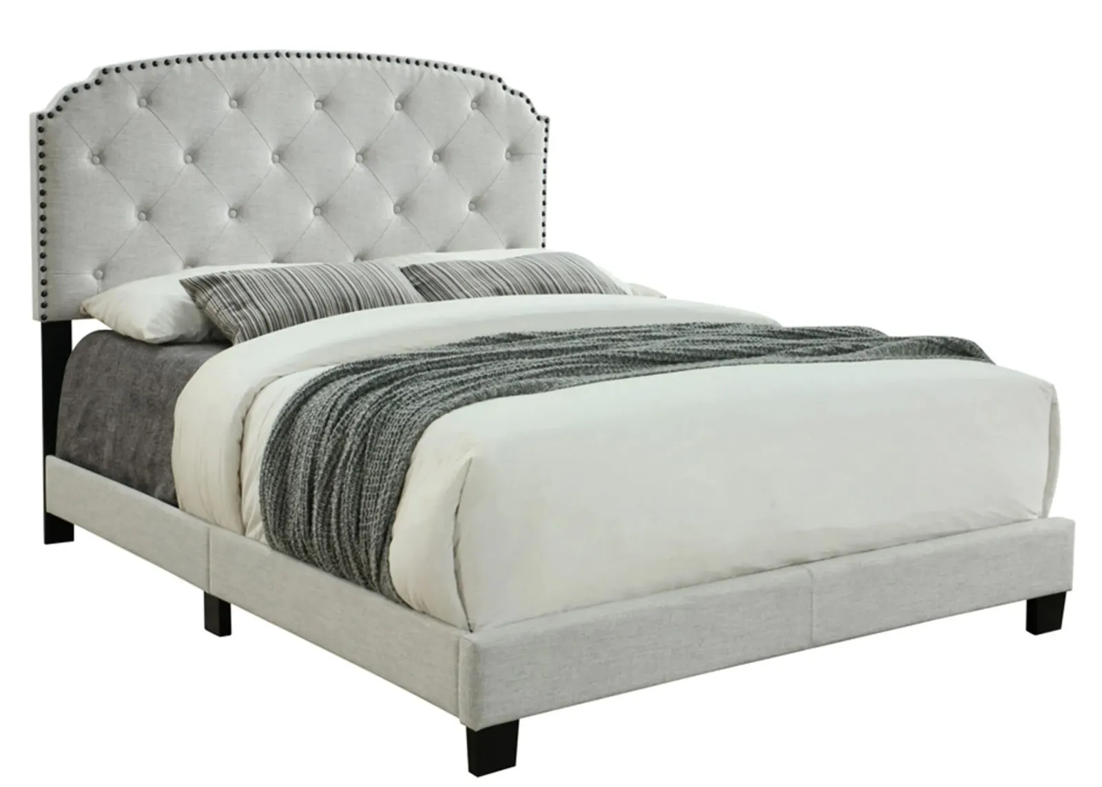 Olivia Upholstered Bed in Off White by Bernards Furniture Group