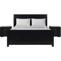Caroline Platform Bed with 2 Nightstands in Black by CAMDEN ISLE