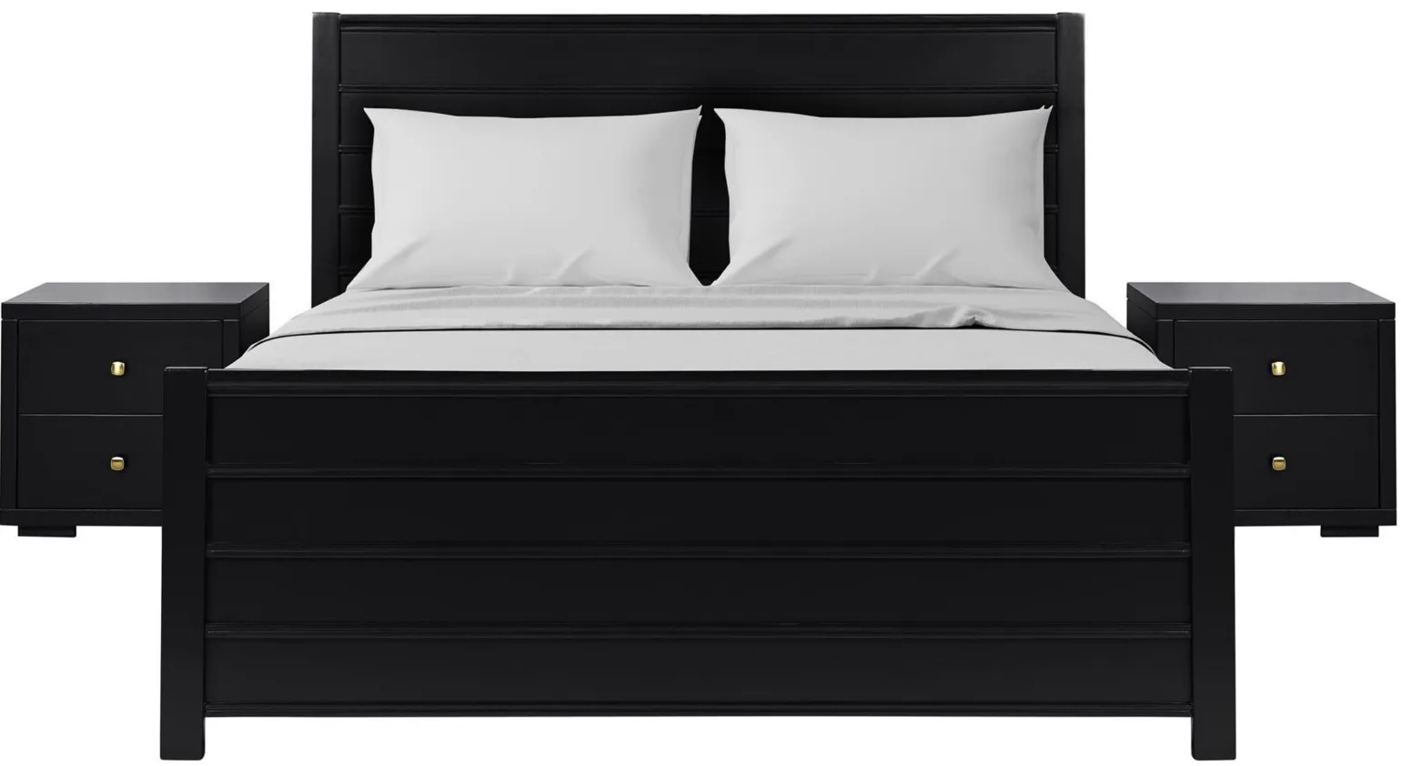 Caroline Platform Bed with 2 Nightstands in Black by CAMDEN ISLE