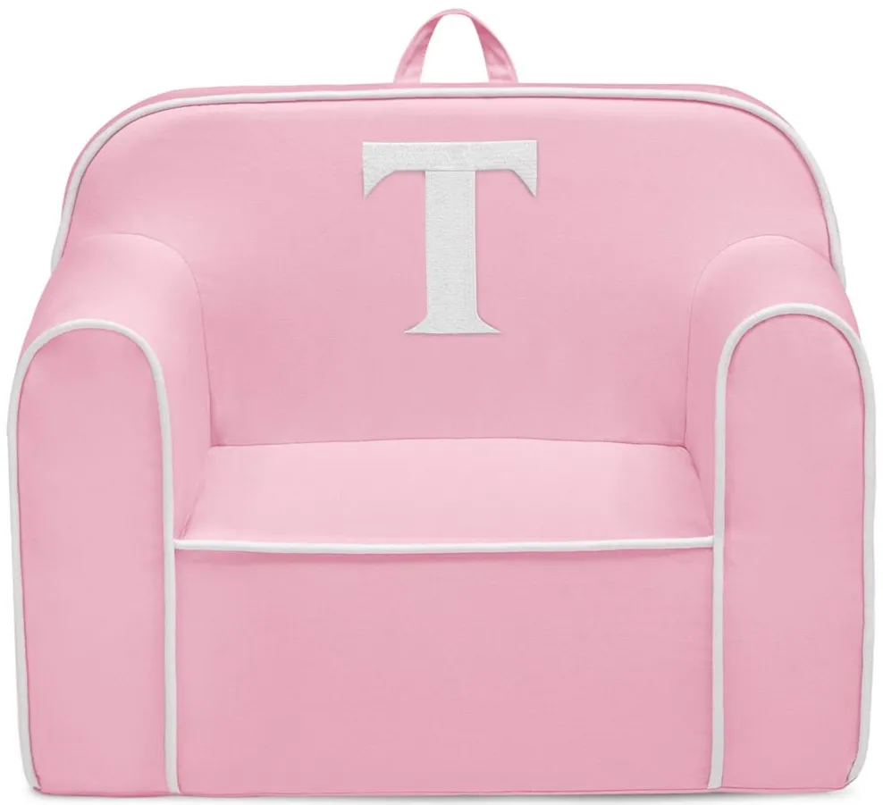 Cozee Monogrammed Chair Letter "T" in Pink/White by Delta Children