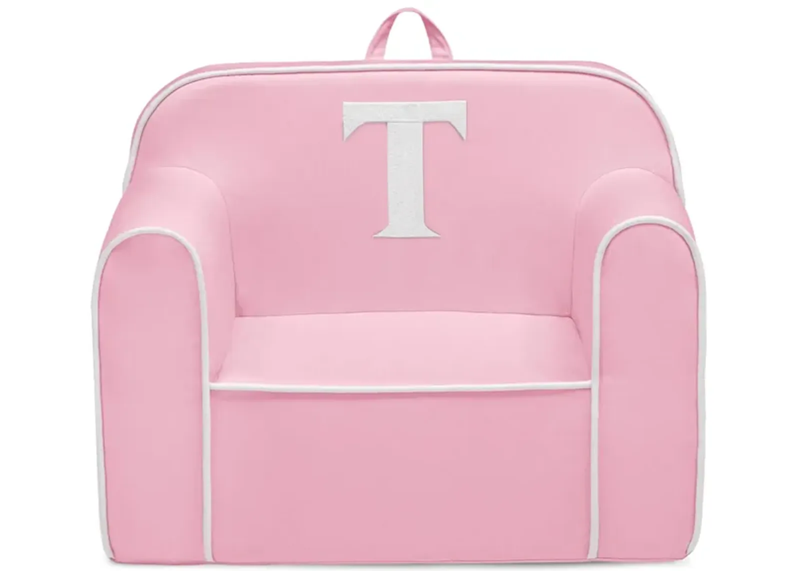 Cozee Monogrammed Chair Letter "T" in Pink/White by Delta Children