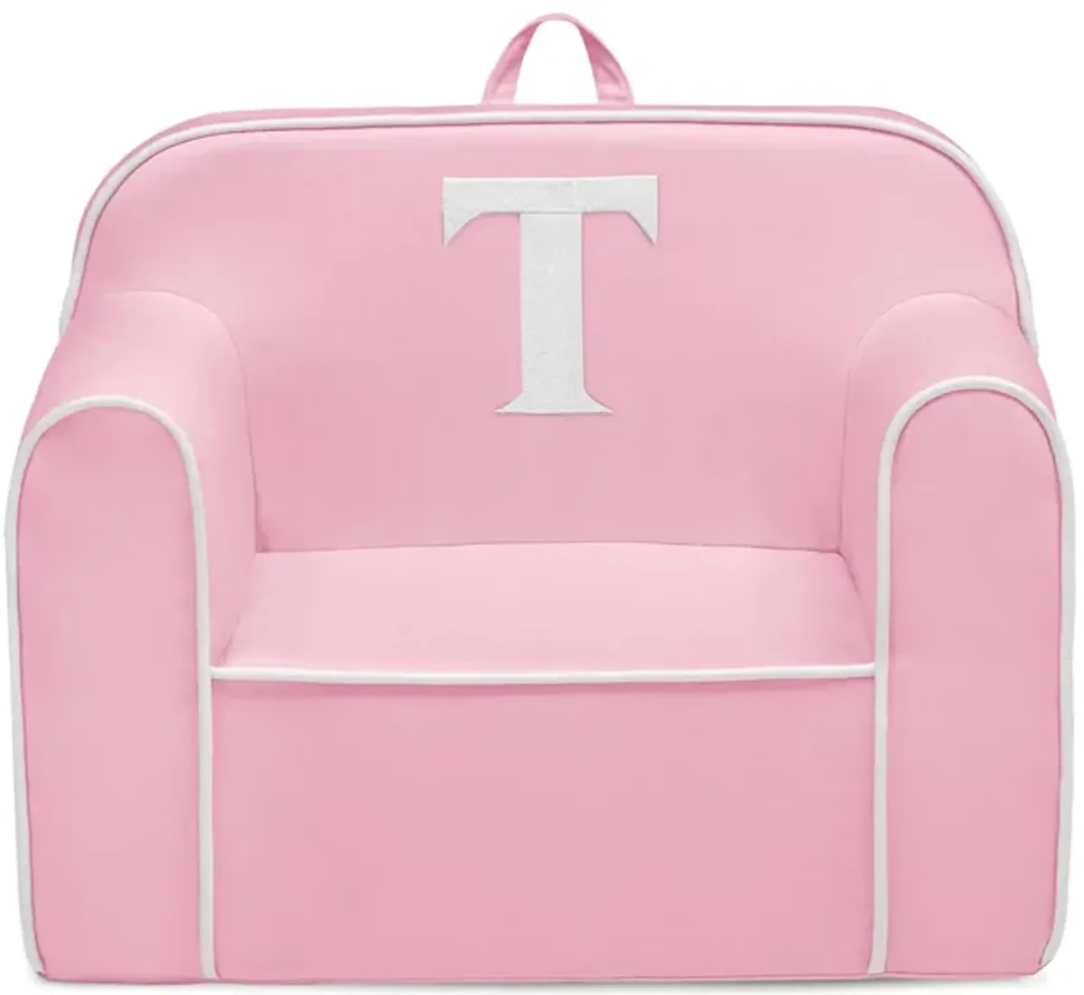 Cozee Monogrammed Chair Letter "T" in Pink/White by Delta Children