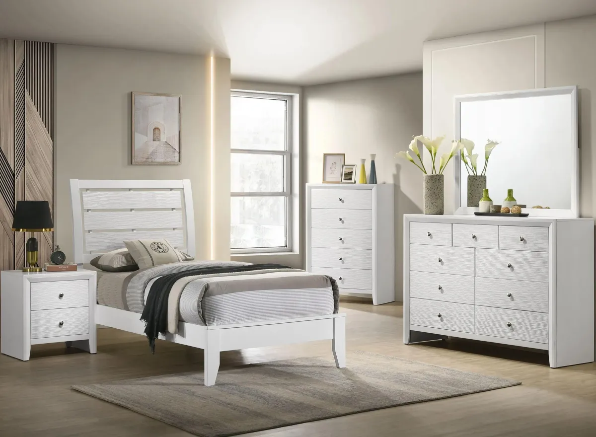 Evan 5-Pc Twin Bedroom Set in White by Crown Mark