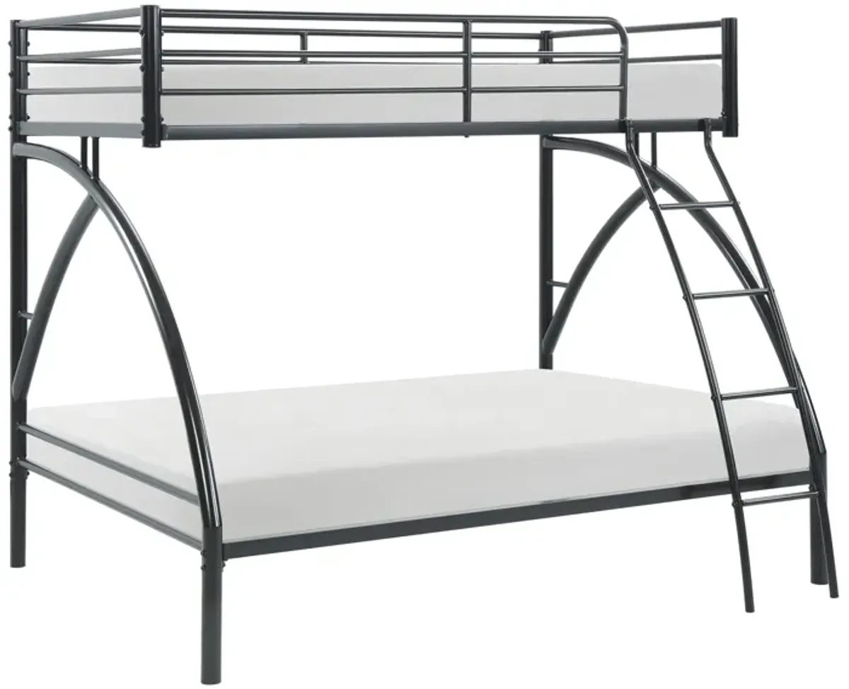 Beatty Twin Over Full Metal Bunk Bed in Black by Homelegance