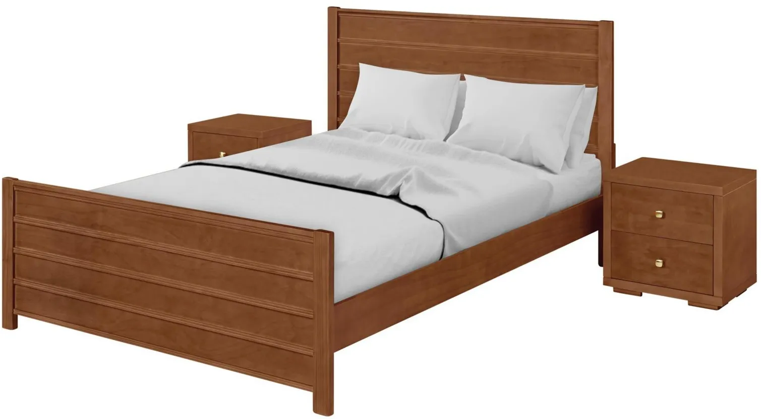 Caroline Platform Bed with 2 Nightstands in Walnut by CAMDEN ISLE